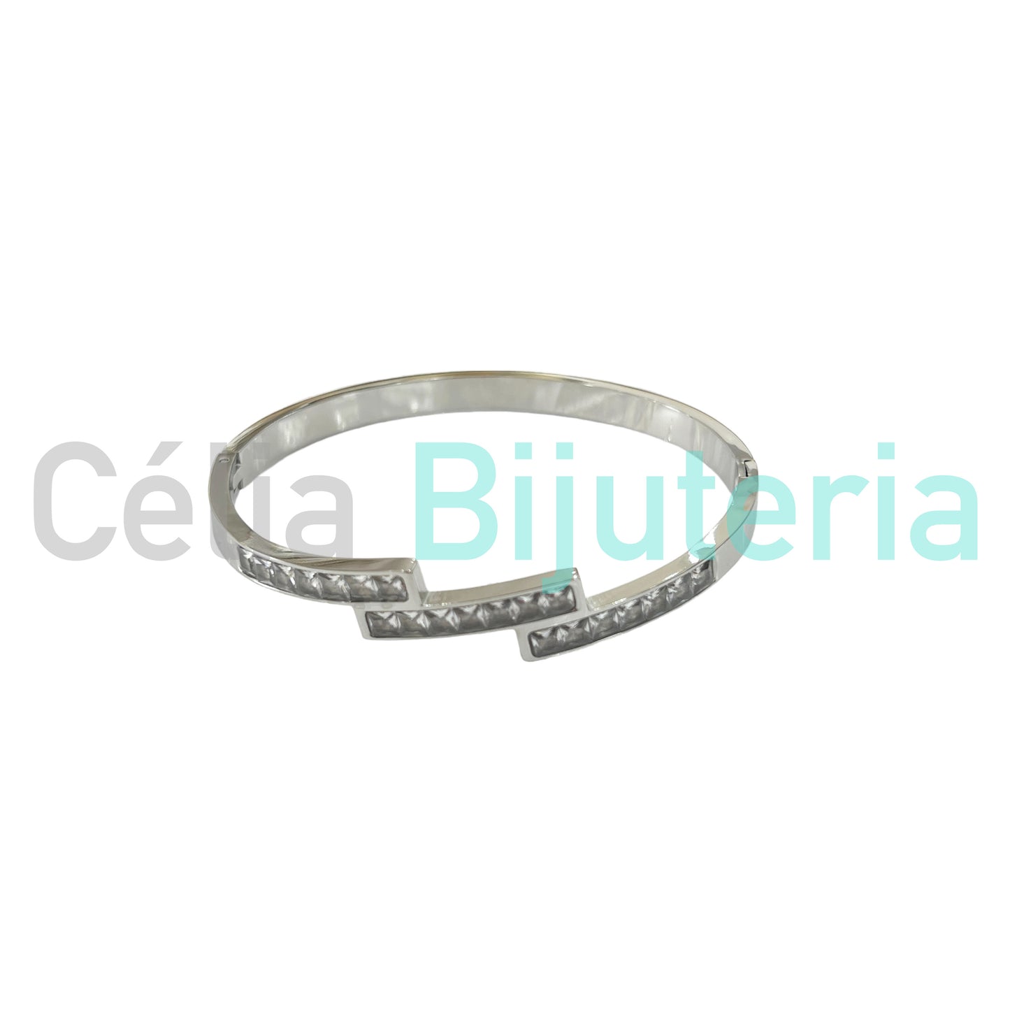 Bracelete de Aço - brilhantes