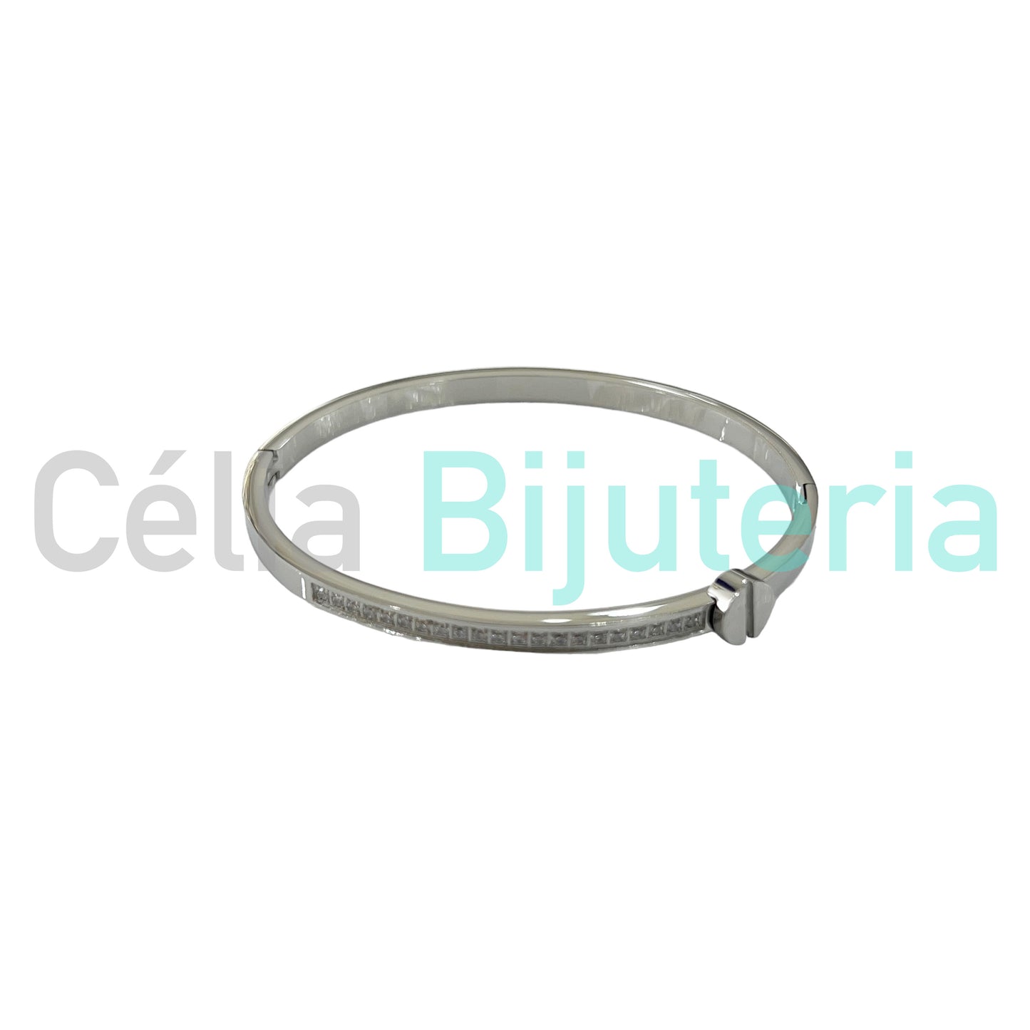 Bracelete de Aço - parafuso e brilhantes