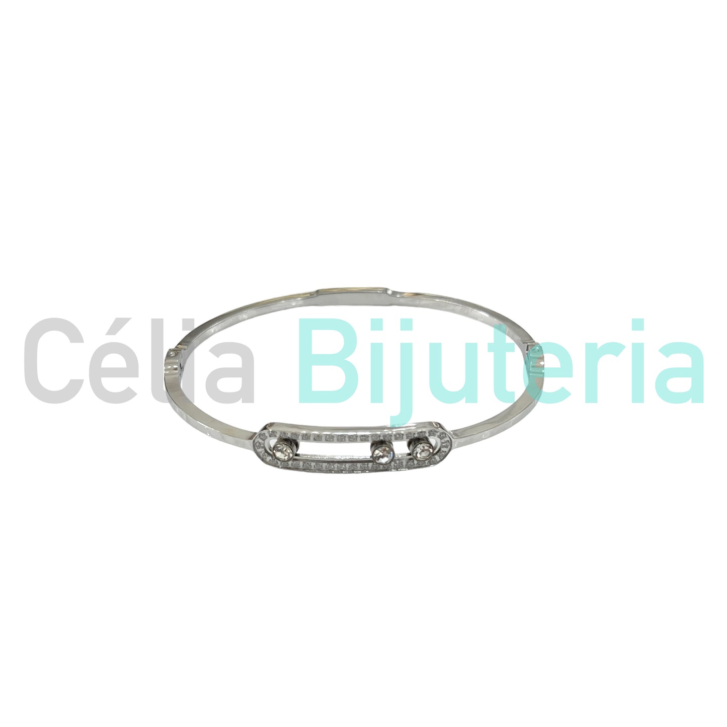 Bracelete de Aço - brilhantes