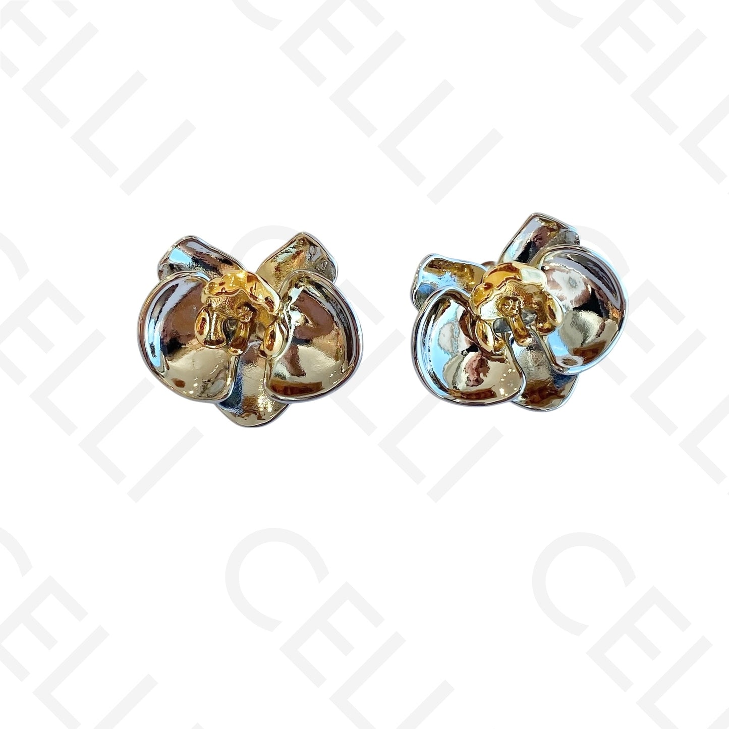 Colar/Brinco de aço - Orquídea