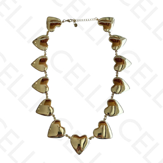 Colar de aço - multi-medalhas em corações