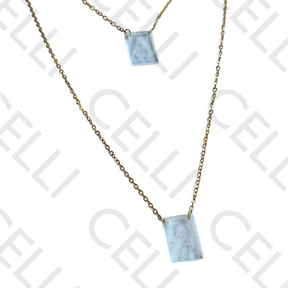 Steel Necklace - Escapulário with Transparent Glass Medal