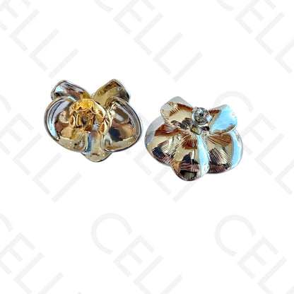 Colar/Brinco de aço - Orquídea