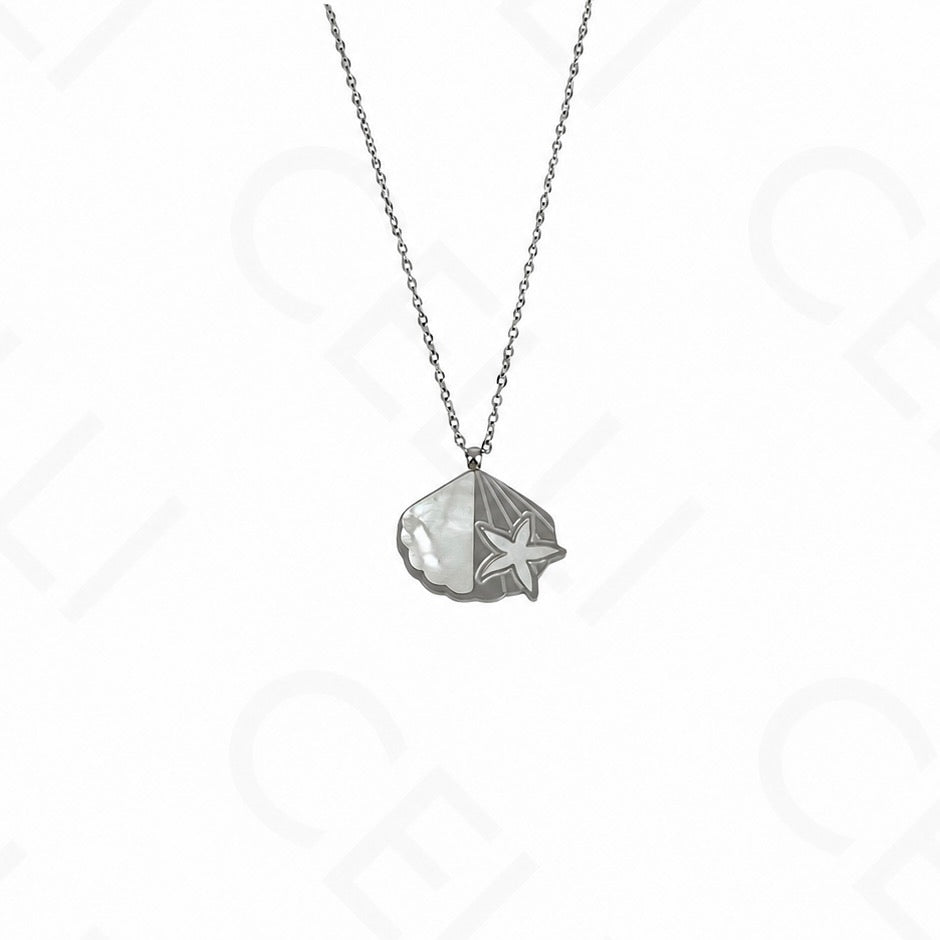 Steel Necklace/Earring/Bracelet - shell, starfish with mother-of-pearl