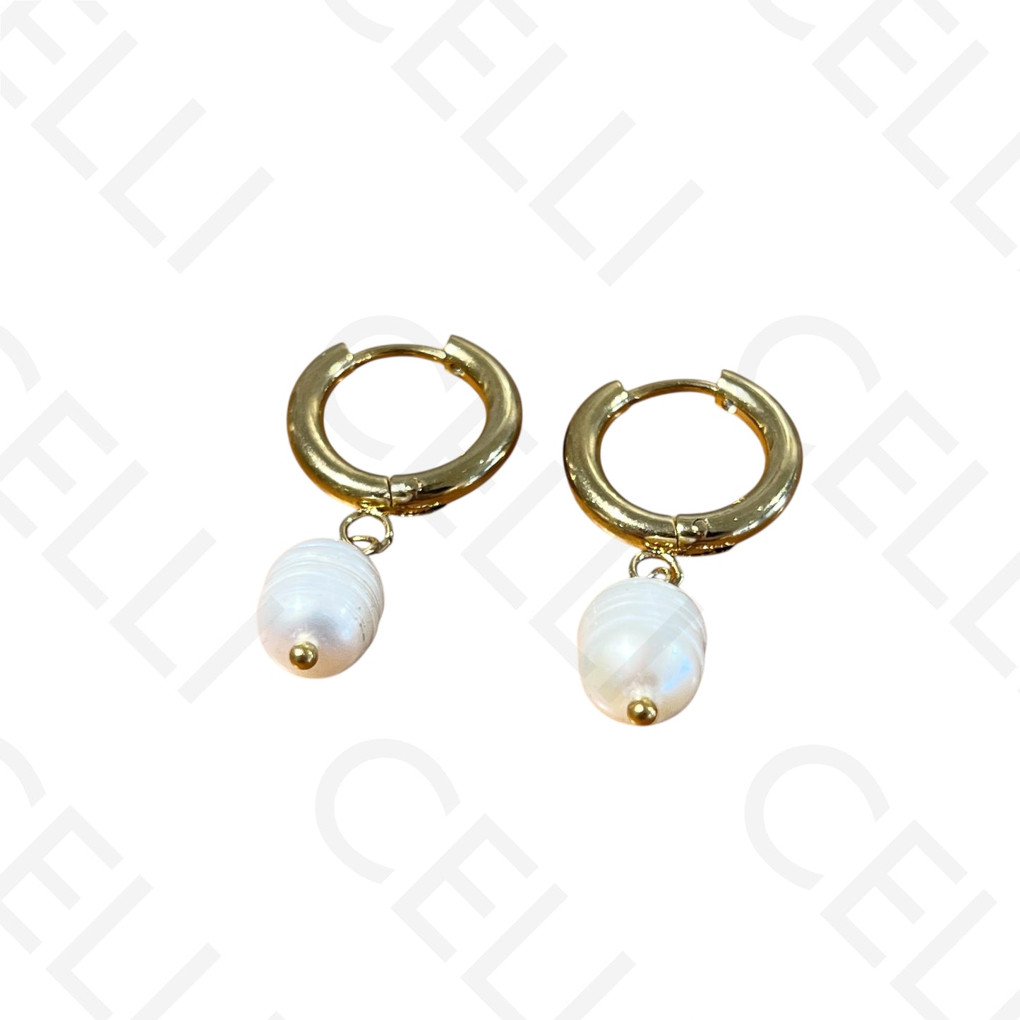 Brinco de Aço -  Argola com pérola de água doce