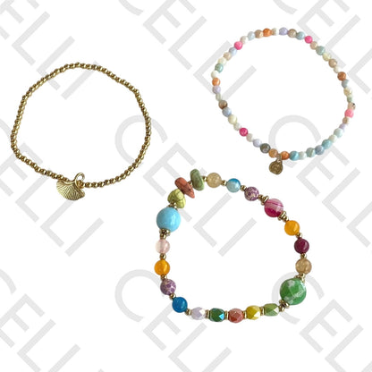 Stainless Steel Bracelet - with natural stones and faceted crystals