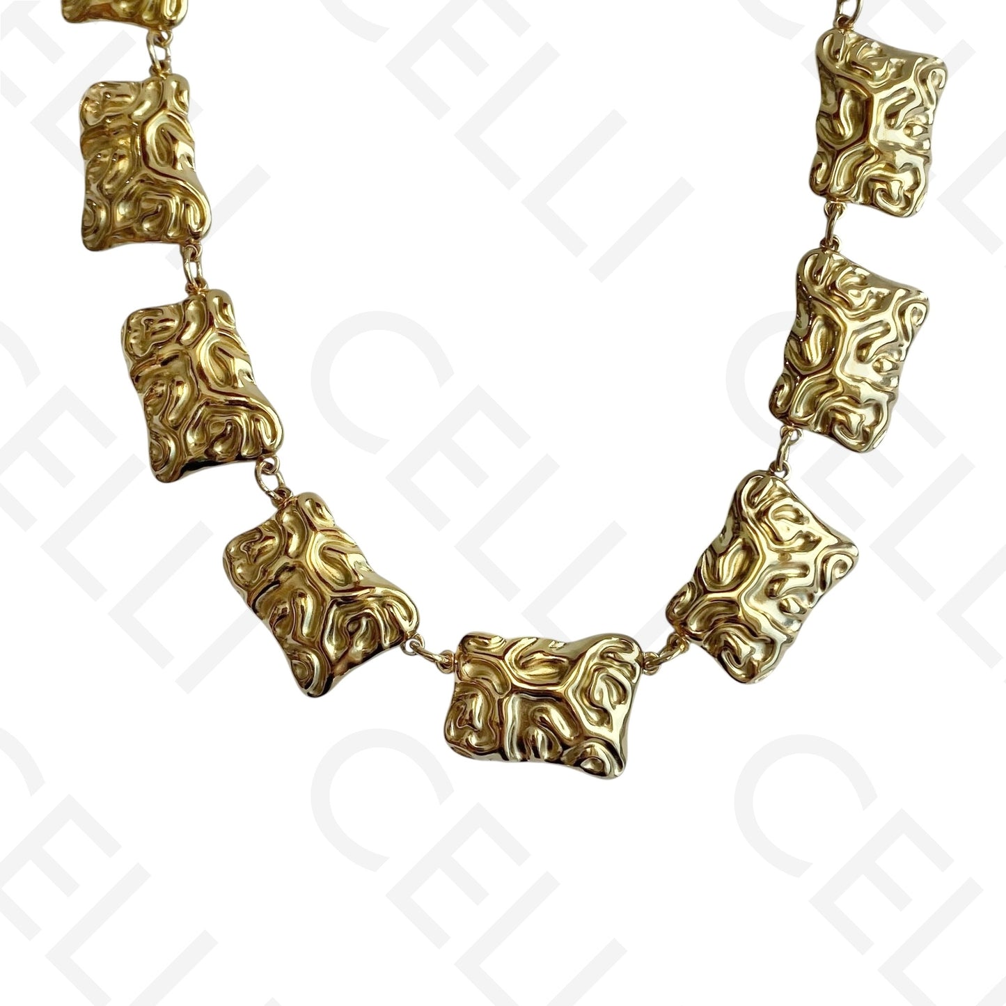 Colar de aço - multi-medalhas retangulares