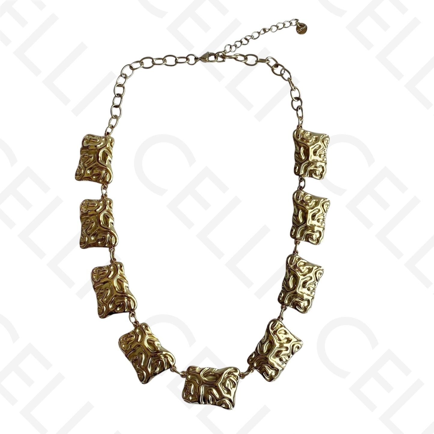 Colar de aço - multi-medalhas retangulares