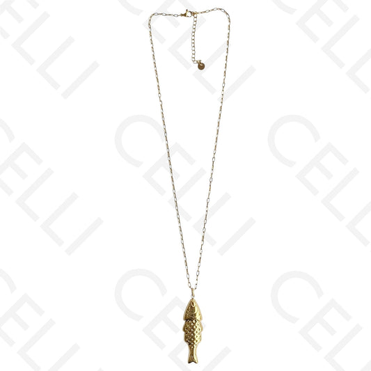 不锈钢项链 - 大鱼吊坠