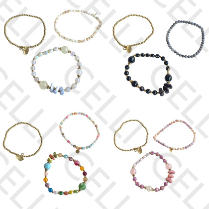 Stainless Steel Bracelet - with natural stones and faceted crystals