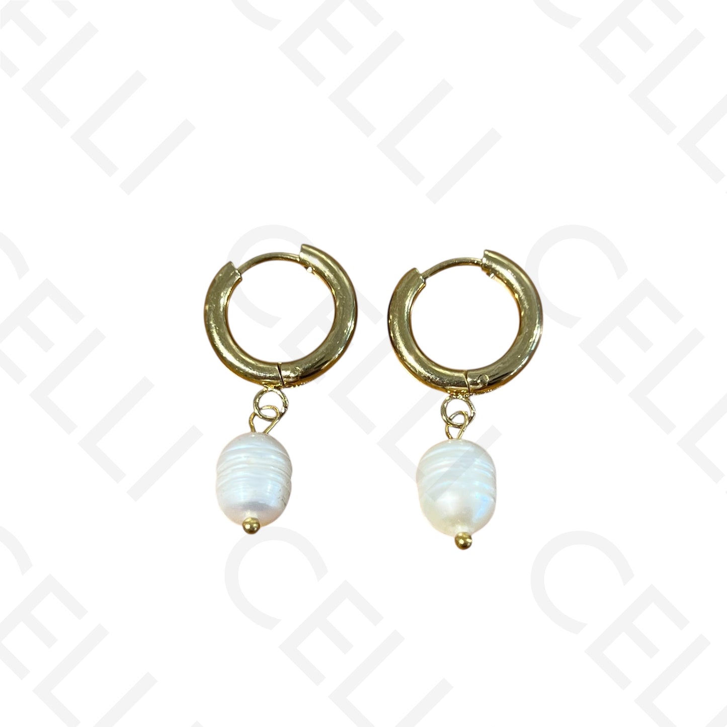 Brinco de Aço -  Argola com pérola de água doce