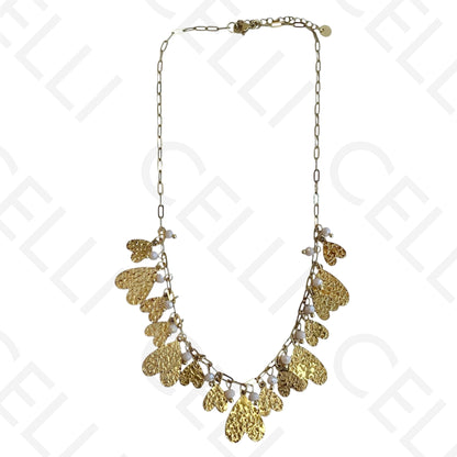 Colar de aço - multi pendentes de coração e cristais facetados