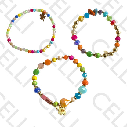 不锈钢手链 - 含天然宝石和刻面水晶