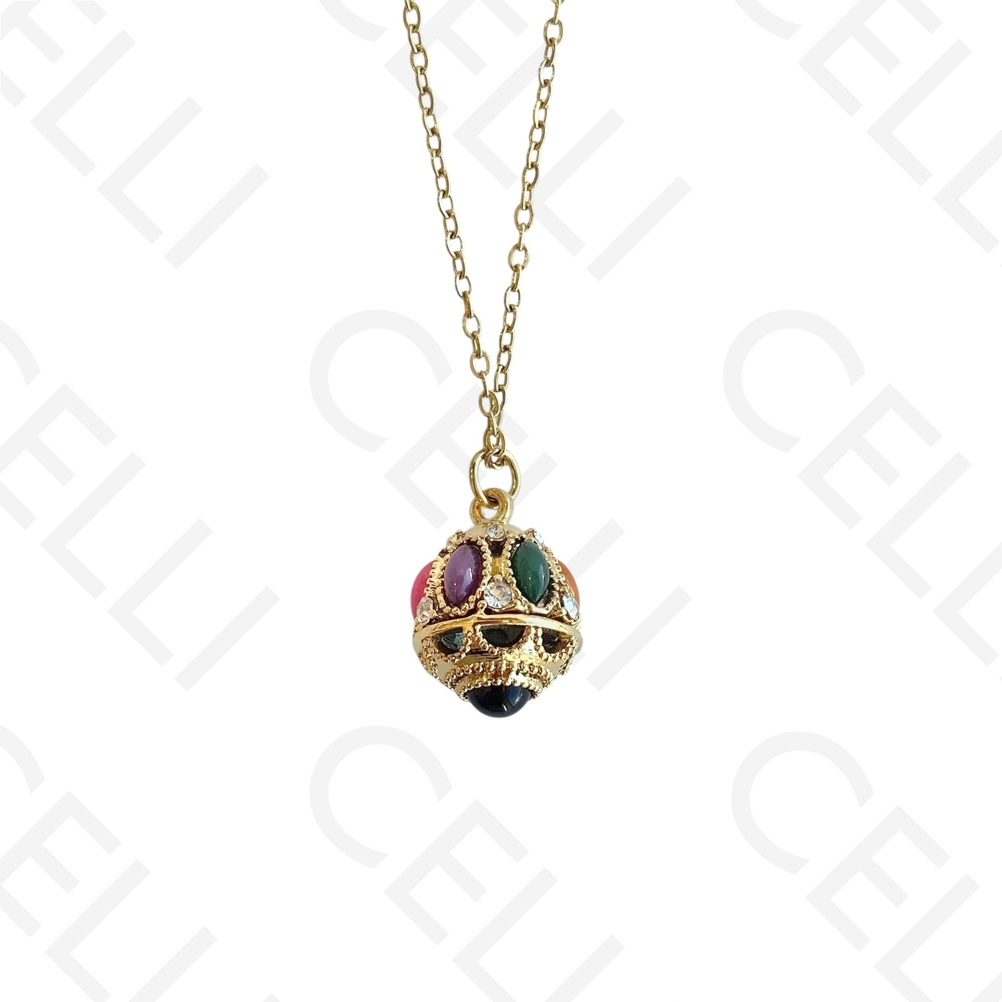 彩色椭圆吊坠钢制项链/耳环