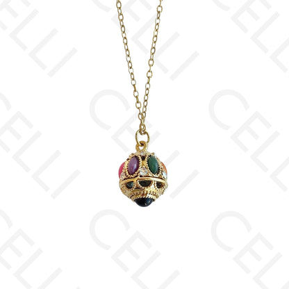 彩色椭圆吊坠钢制项链/耳环