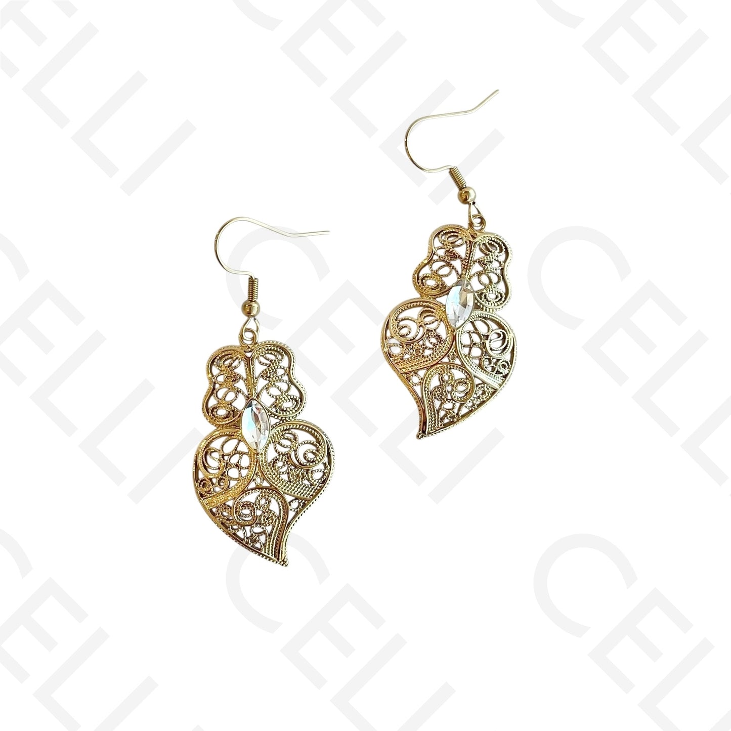 Colar/Brinco de aço - pérolas com pendente coração de viana