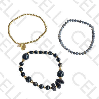 Stainless Steel Bracelet - with natural stones and faceted crystals