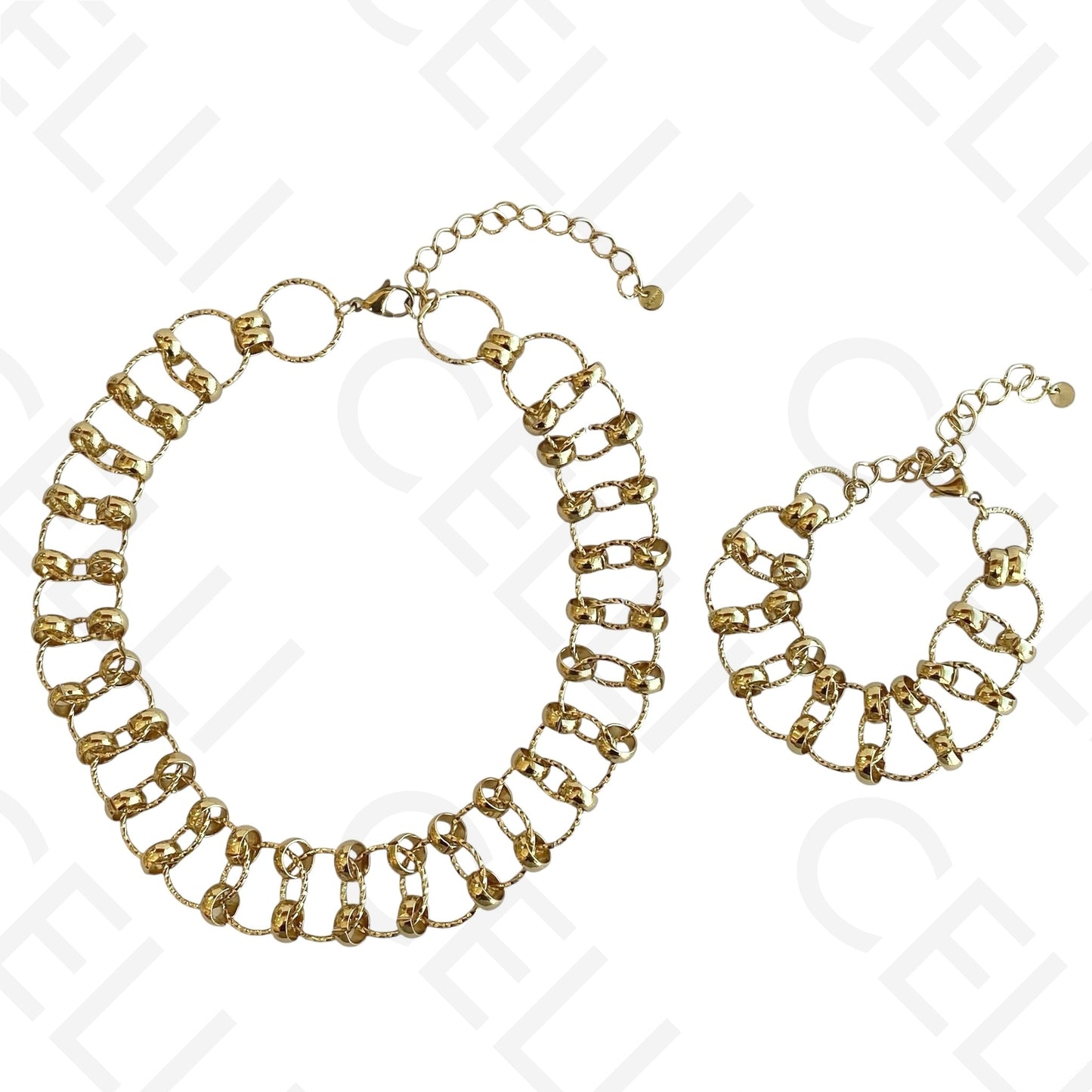 Colar/Pulseira de aço - elos redondos