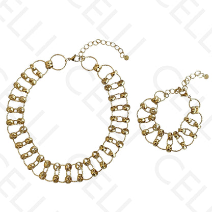 Colar/Pulseira de aço - elos redondos