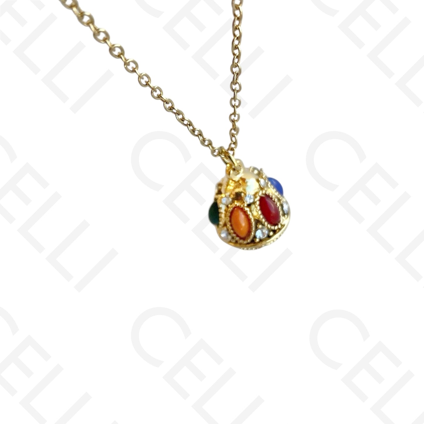 彩色椭圆吊坠钢制项链/耳环