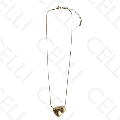 Colar de acero - serpiente redonda con colgante intermedio