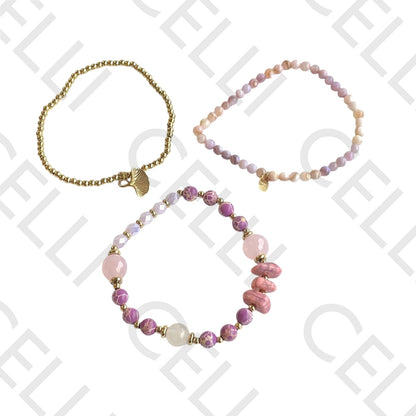 Stainless Steel Bracelet - with natural stones and faceted crystals