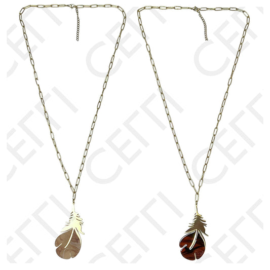 钢制项链 - 羽毛