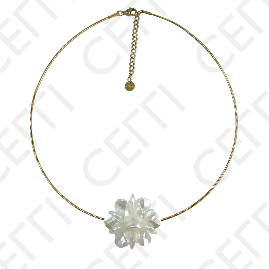 Collar Acero - Flor Perla