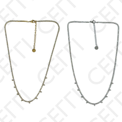 不锈钢项链 - 透明亮钻