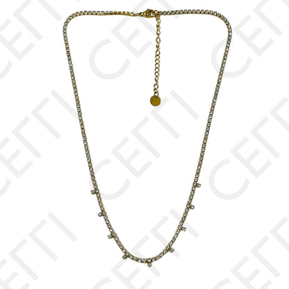 不锈钢项链 - 透明亮钻