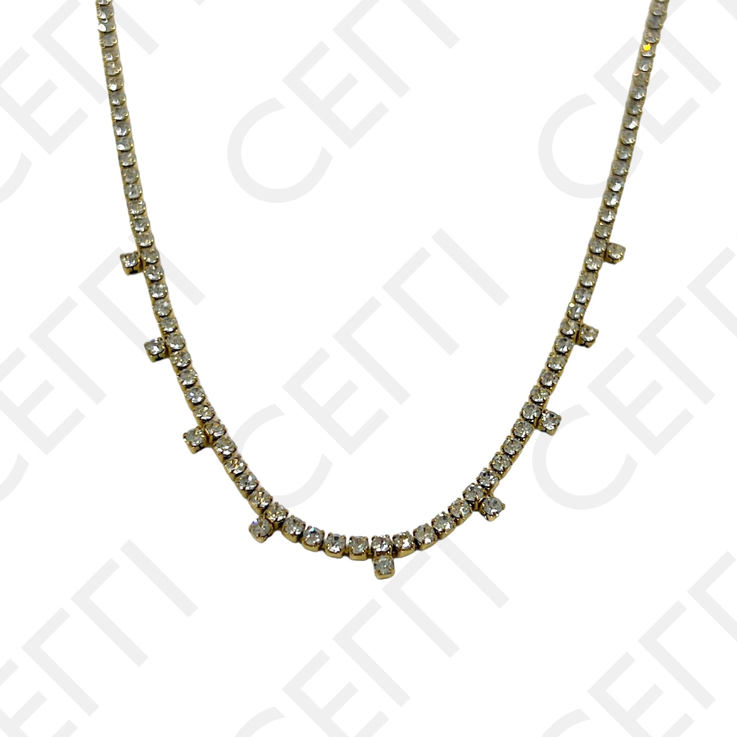 不锈钢项链 - 透明亮钻