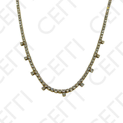 不锈钢项链 - 透明亮钻