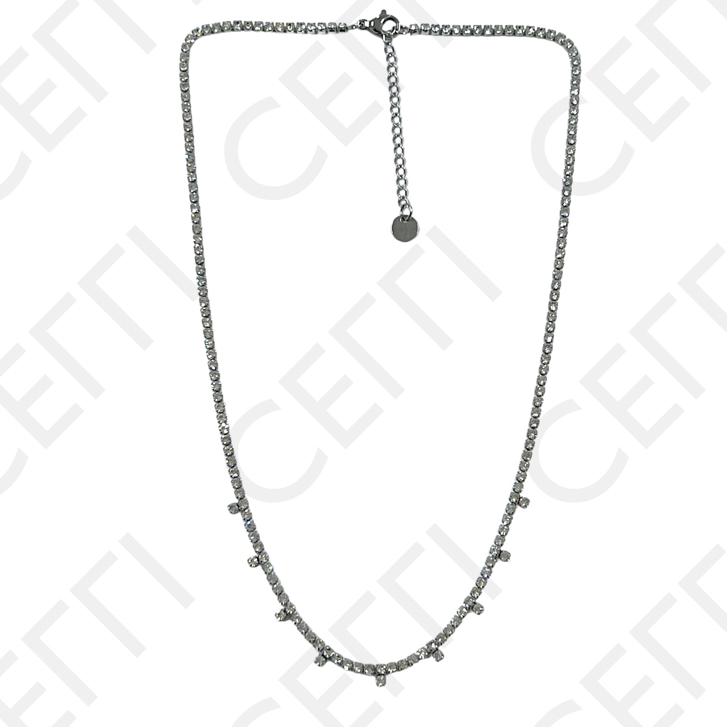 不锈钢项链 - 透明亮钻