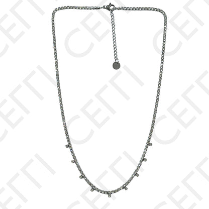 不锈钢项链 - 透明亮钻