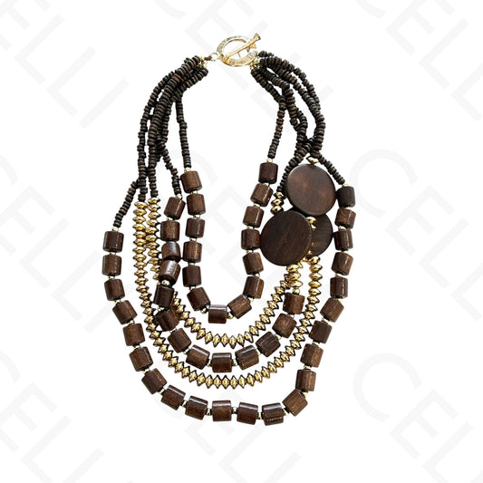 Colar de moda - fio múltiplo con diversas cuentas