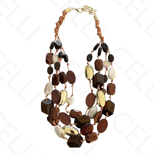 Fashion necklace - multiple strand with various beads