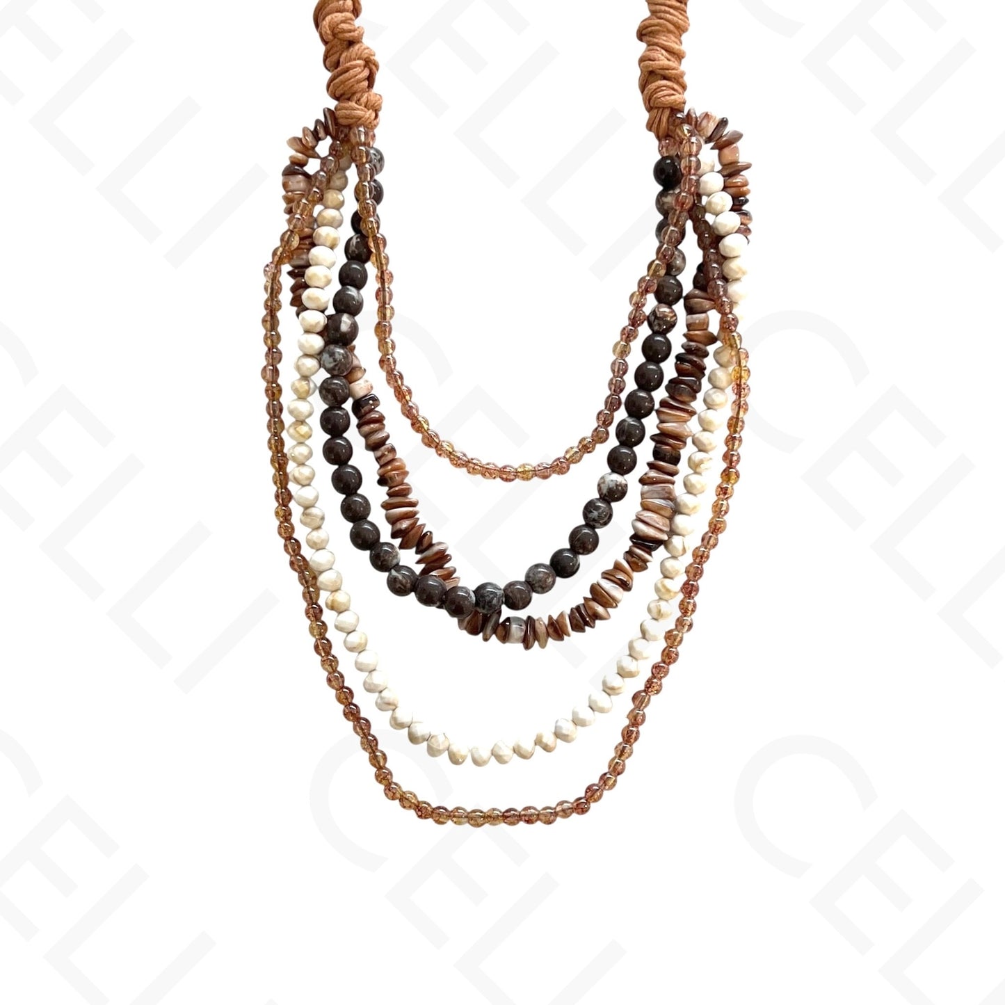 Colar de moda - fio múltiplo con diversas cuentas