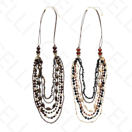Fashion necklace - multiple strand with various beads