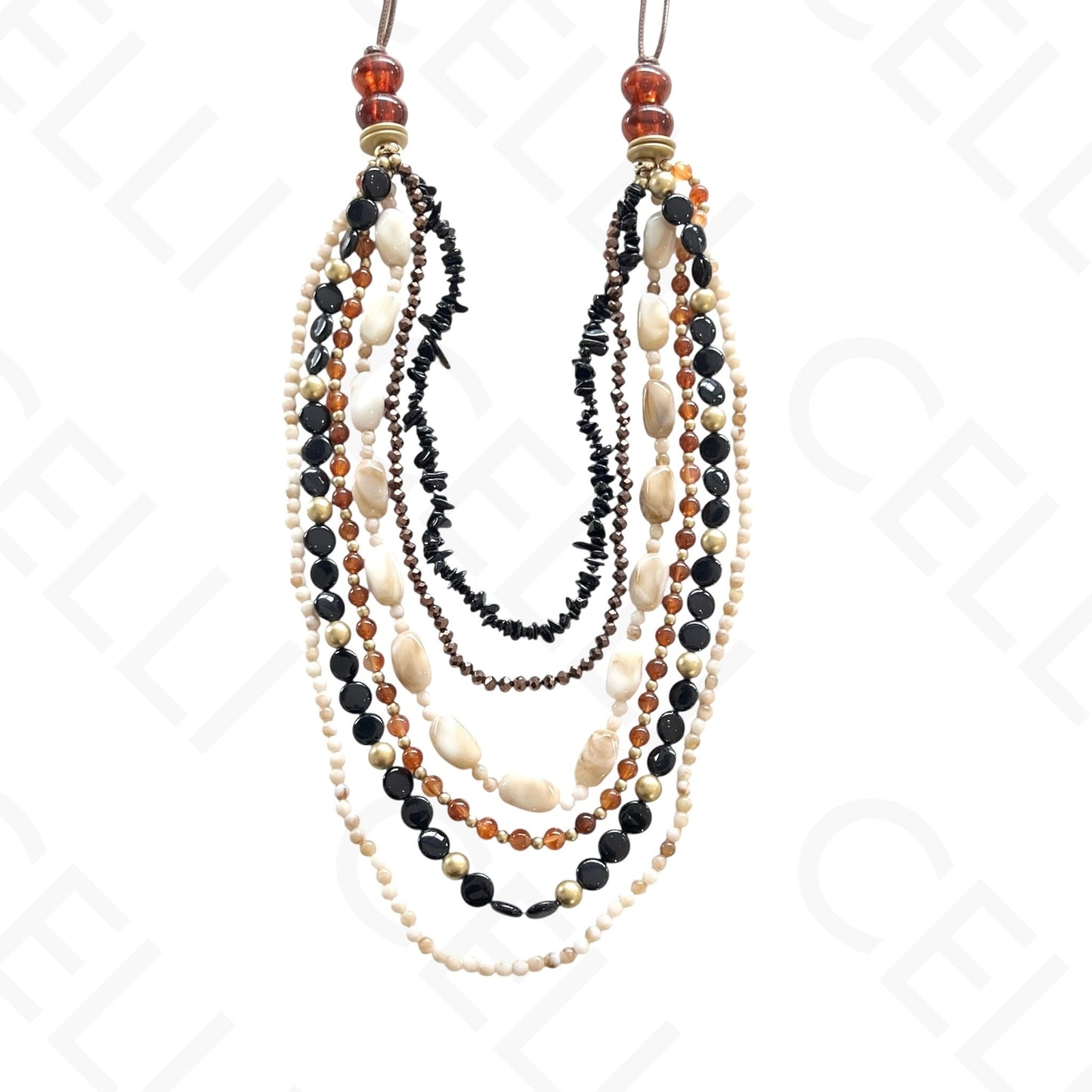 时尚项链 - 多层，树脂珠