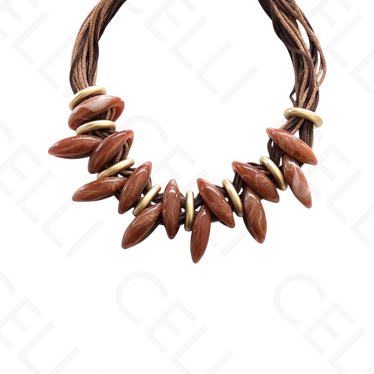 Colar de moda - fio de algodão múltiplo. contas de resina