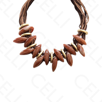 Colar de moda - fio de algodão múltiplo. contas de resina