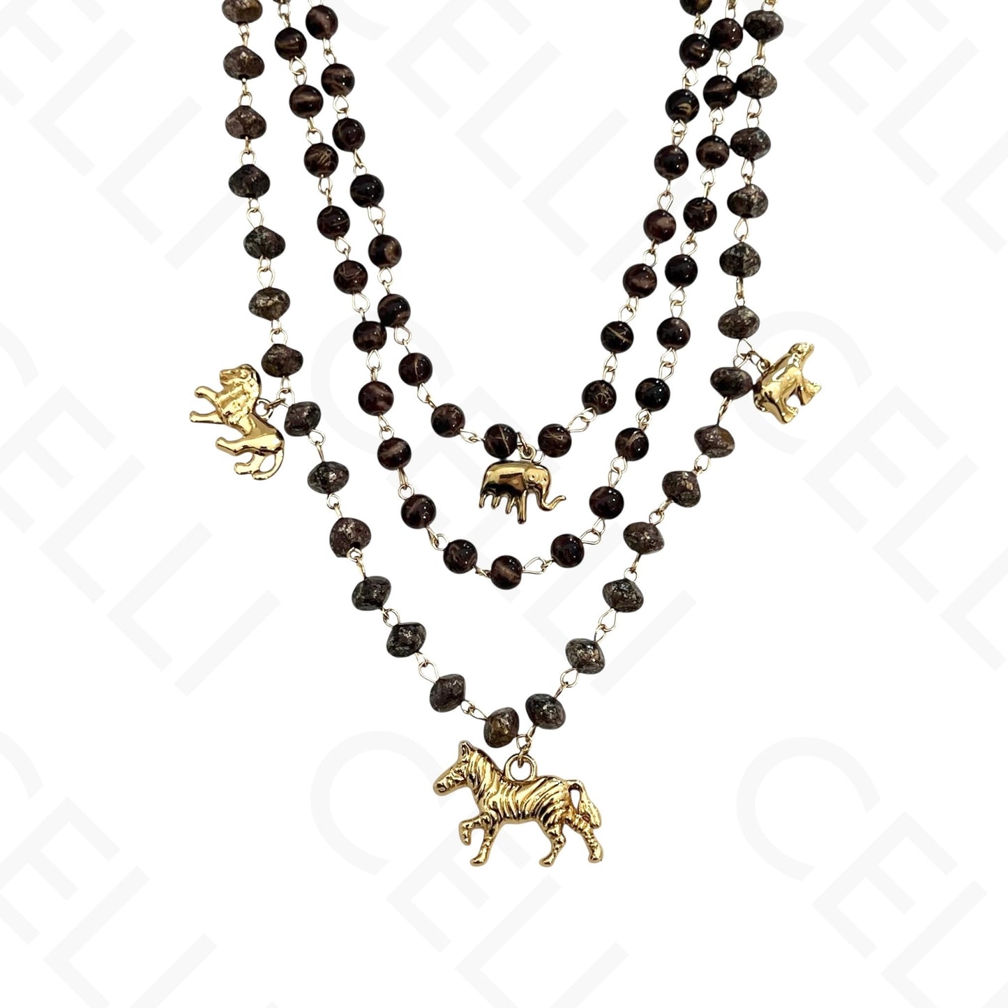 Colar de aço - triplo com animais