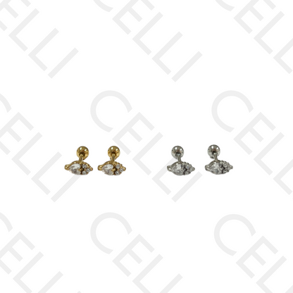 Piercing de Aço - coração brilhantes