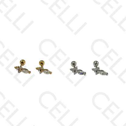 Piercing de Aço - cruz brilhantes