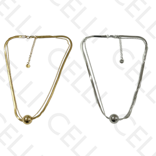 双球形吊坠不锈钢项链