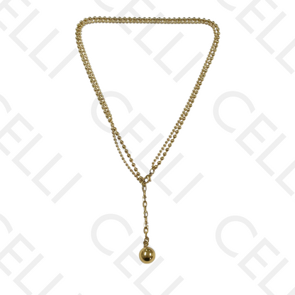 钢制项链 - 双层带球