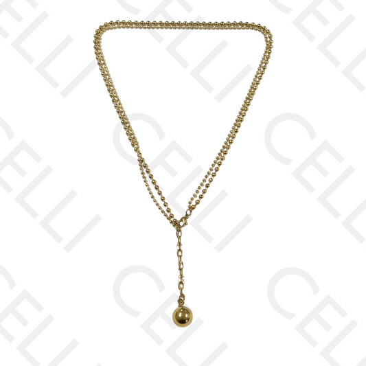 钢制项链 - 双层带球