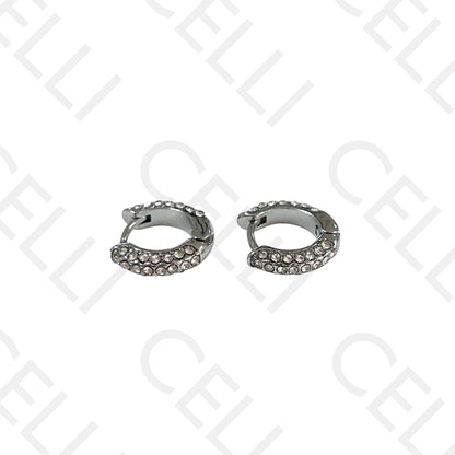 钢制耳环 - 带钻圆环