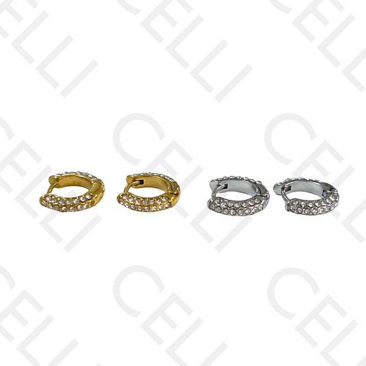 Pendiente de acero - aro de diamantes