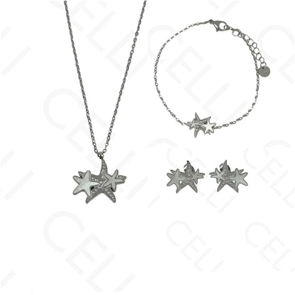 Steel Necklace/Earring/Bracelet - starfish with mother-of-pearl